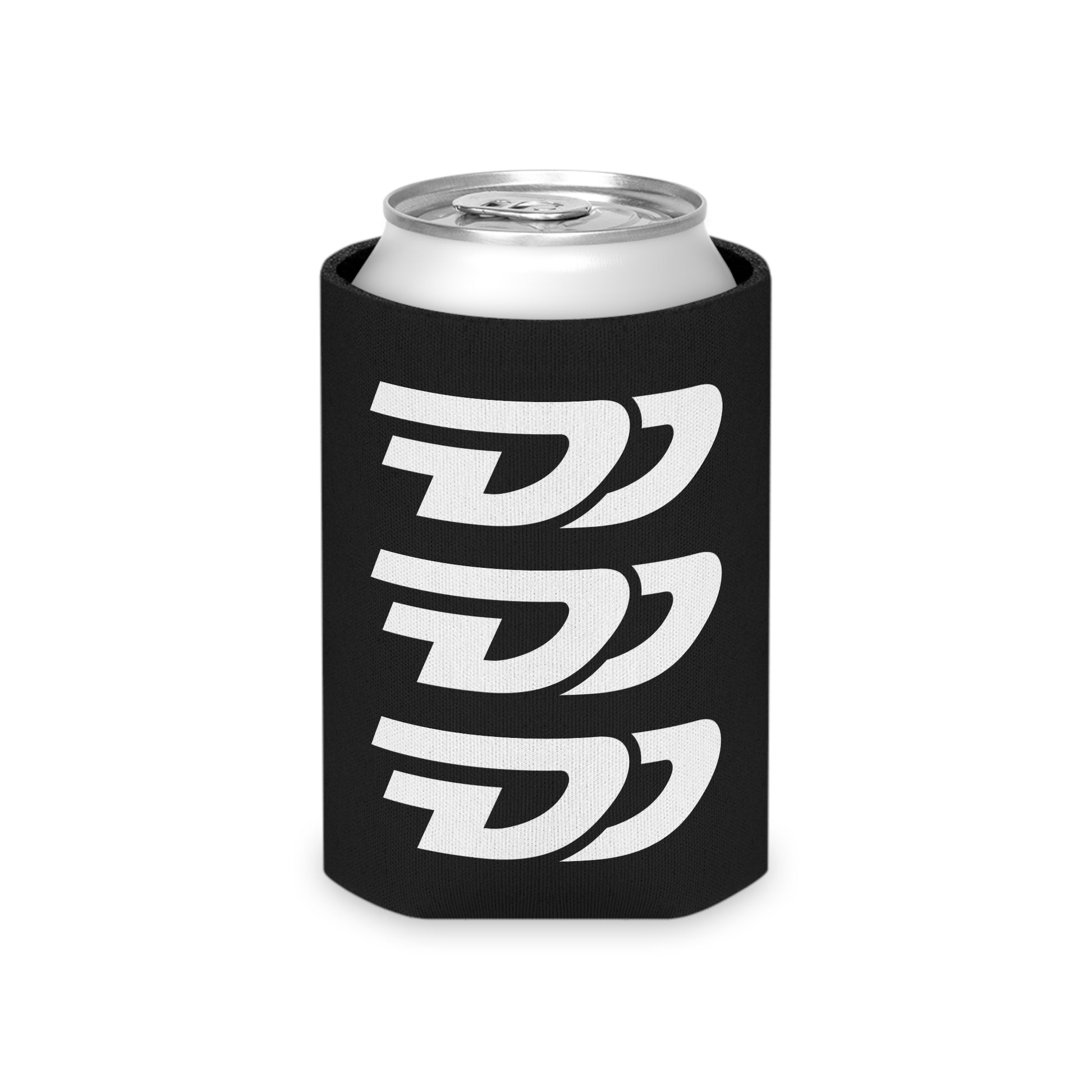 Black Daniel Dye neoprene can cooler koozie with logo