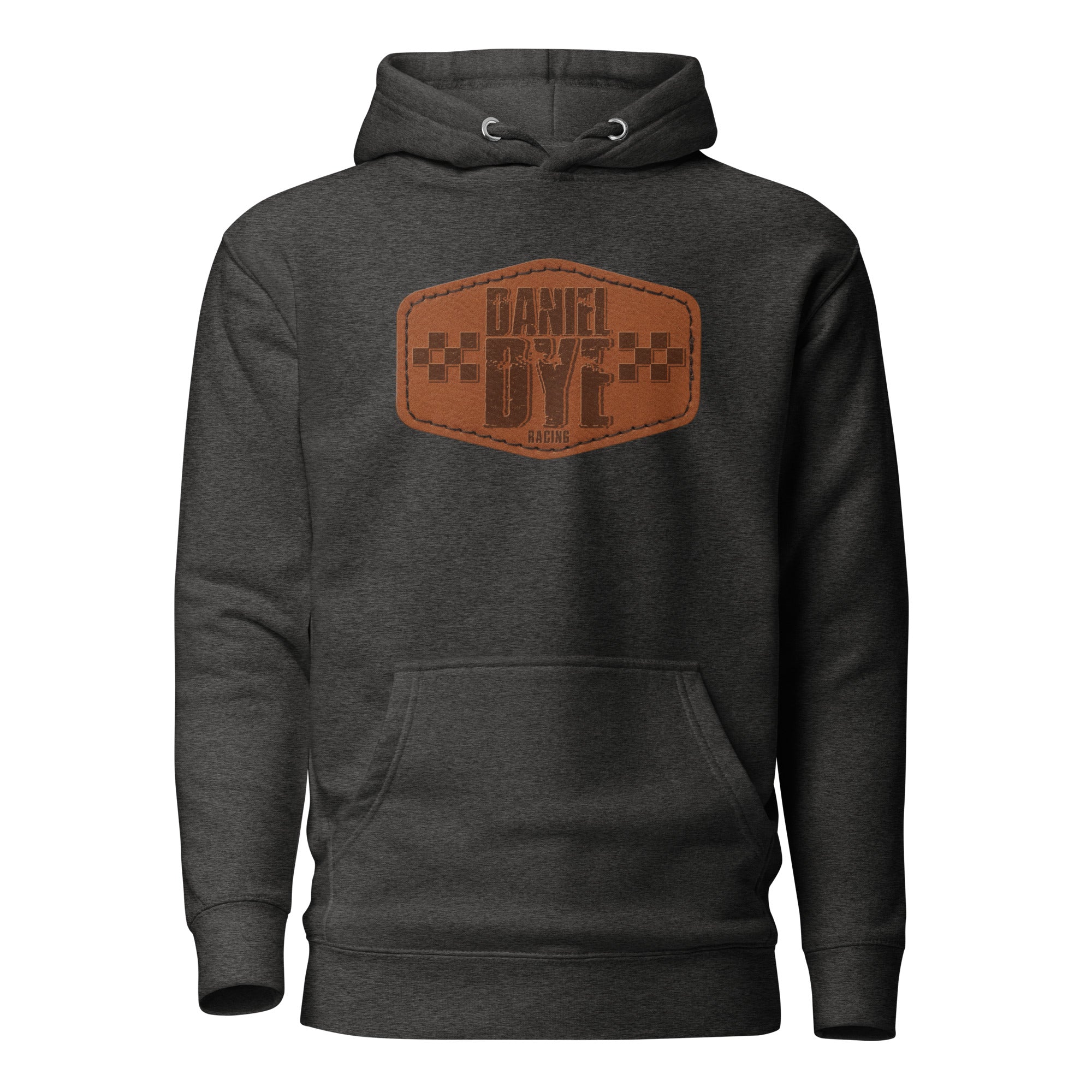 Daniel Dye patch hoodie in premium fleece, front view