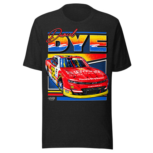 Daniel Dye #32 NASCAR O'Reilly Auto Parts Series tee in black heather, front view